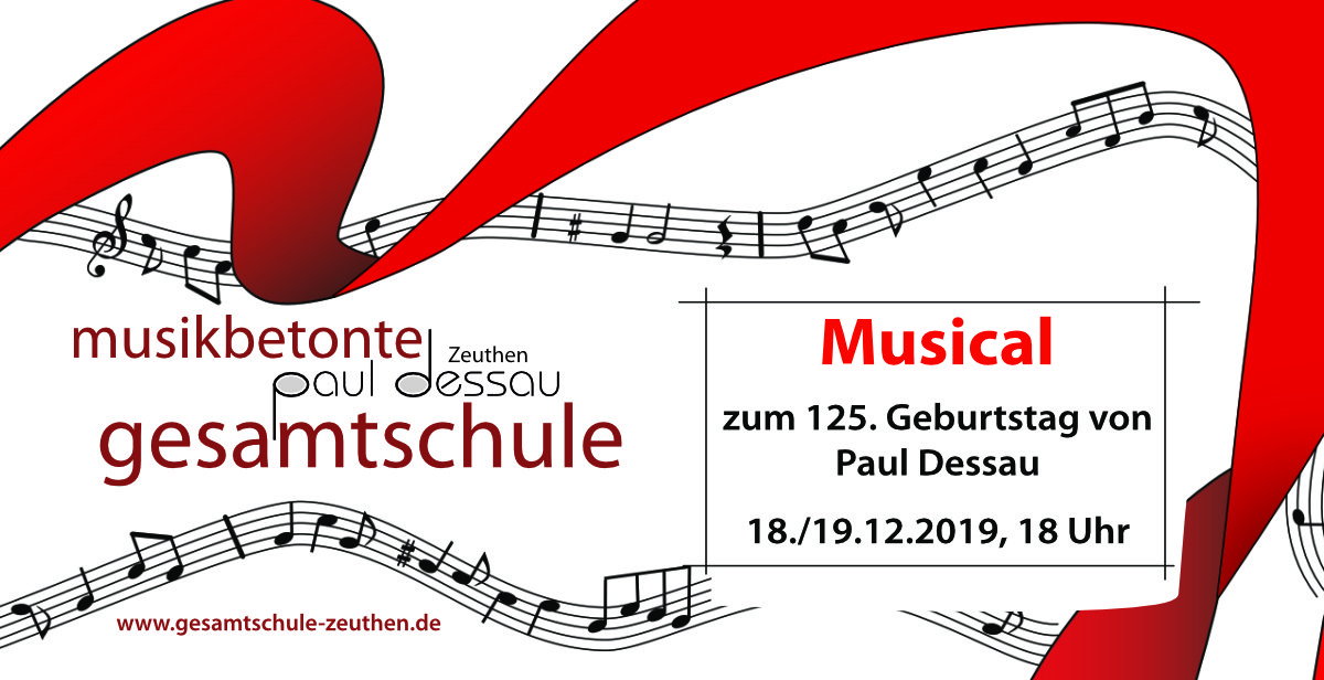 Einladungskarte 125 Jahre Musikbetonte Gesamtschule Paul Dessau Zeuthen